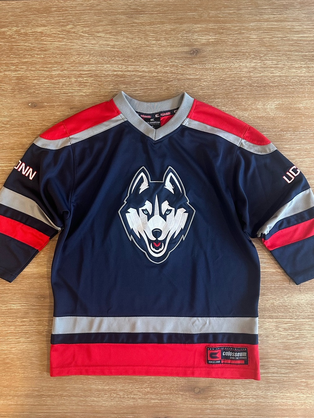 Colosseum Navy, Red & Gray UConn Huskies Kids Hockey Jersey